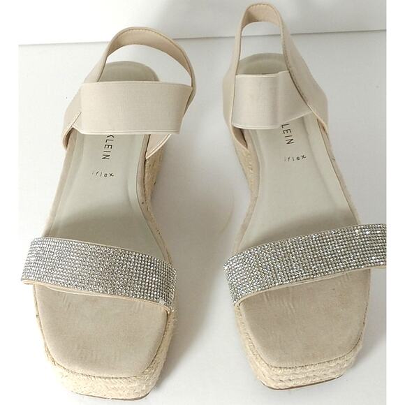 Anne Klein Natalia Sandals Women's Size 9.5M Espadrill Rhinestone Strappy - Picture 3 of 10